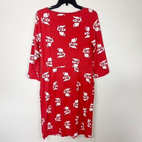 Boden Orange Floral Midi Sleeved Pencil Dress Stretch Size 10 Long - Picture 6 of 8